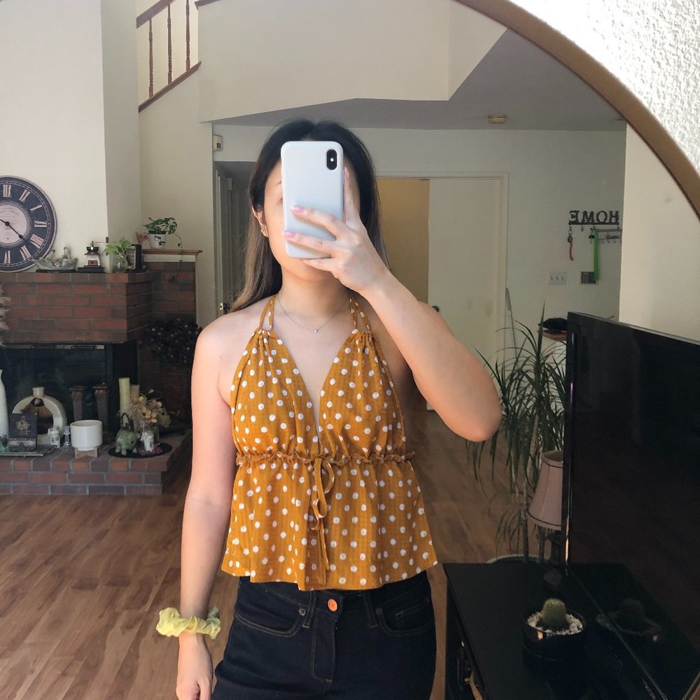 Yellow and White Halter Top